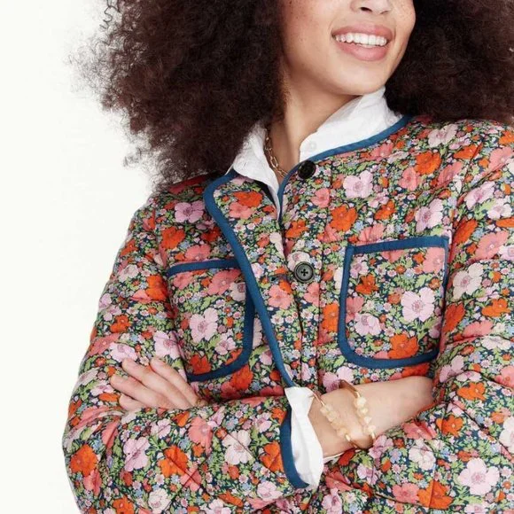 New women's S J Crew quilted lady jacket in Liberty Meadow Song floral - Picture 11 of 12